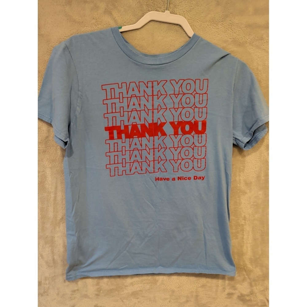 Bowery Supply Co Thank You Graphic T Shirt Blue‎ Red Mens Medium Cotton